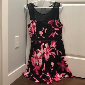 Floral Dress with Mesh Panelling
